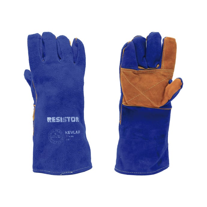 GUANTE SOLDADOR AZUL KEVLAR 14''